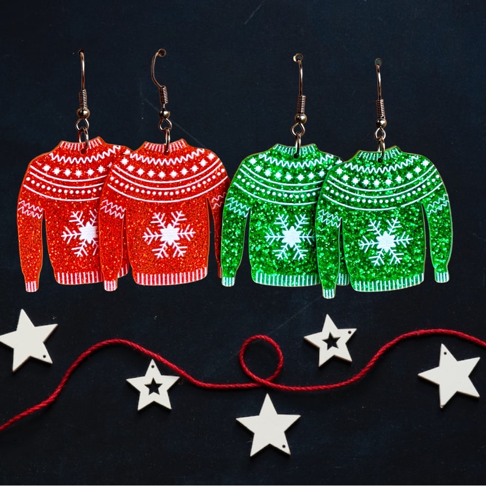 2 pair bundle ugly sweater earrings